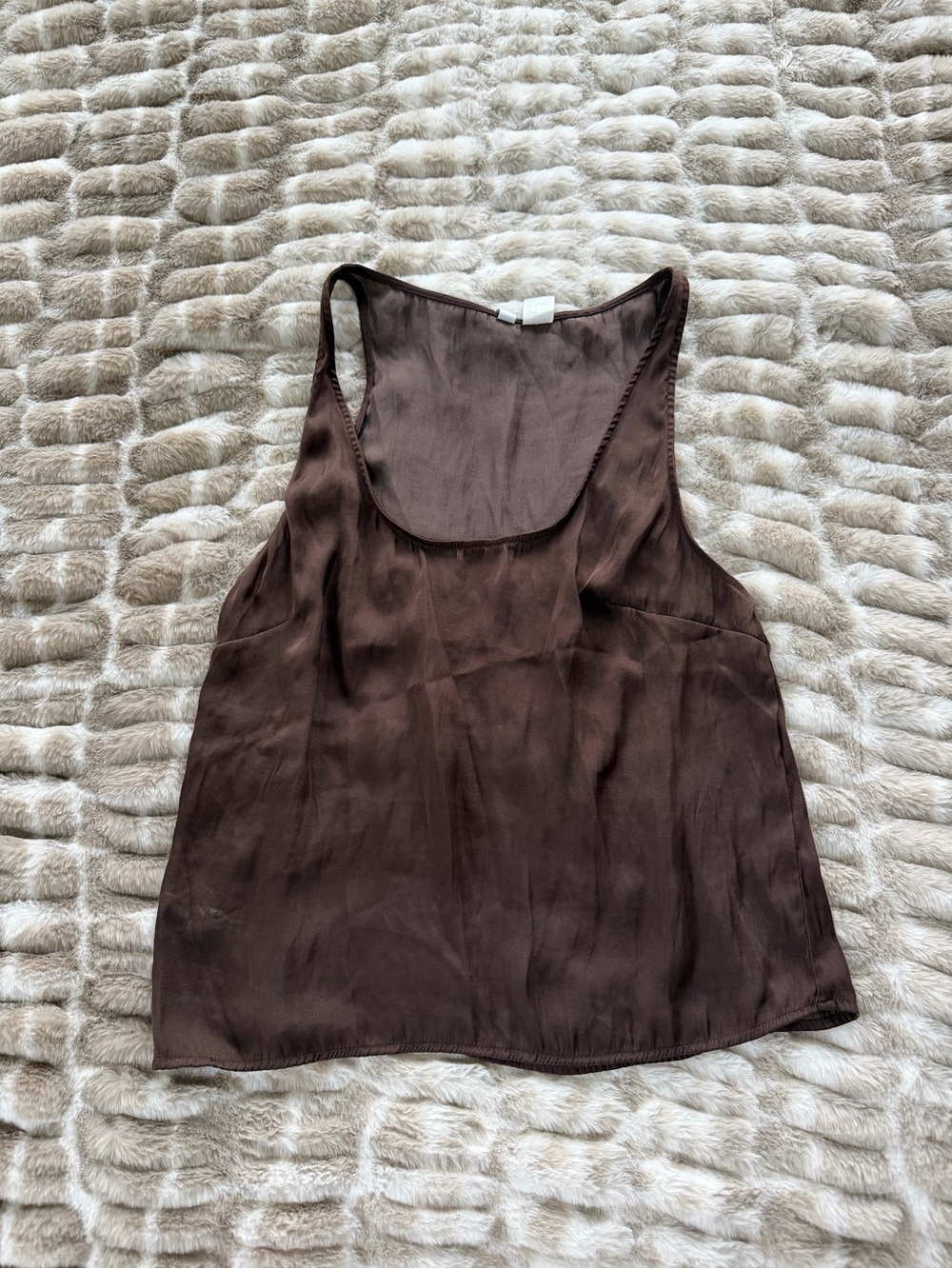 Divided Chocolate Brown Scoop Neck Tank